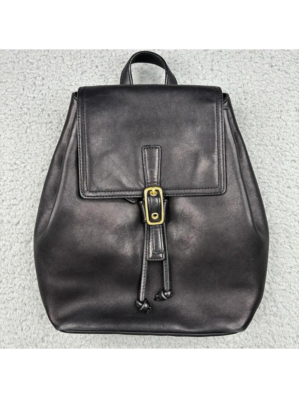 Vintage Coach 9858 Legacy Black Glove Tanned Leather Backpack Brass Buckle